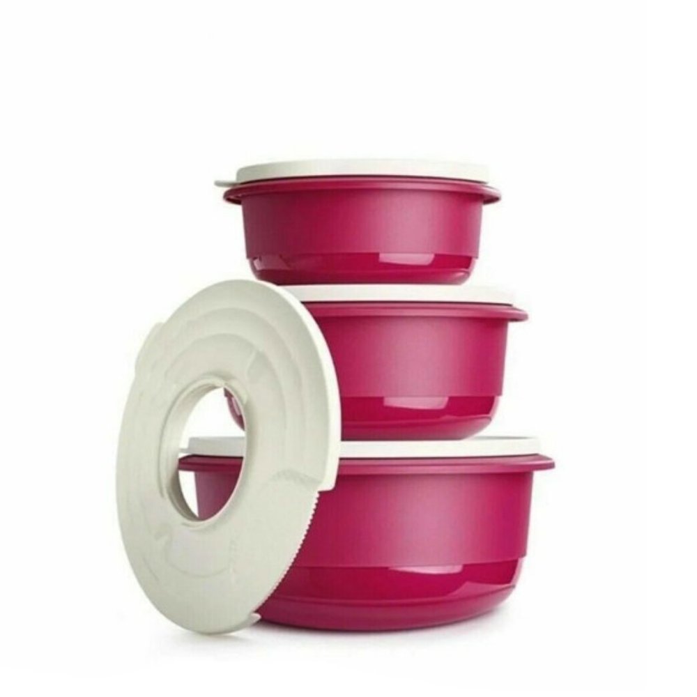 Tupperware Ultimate Mixing Nesting Bowls Set of 3 with Lids & Splash Guard New
